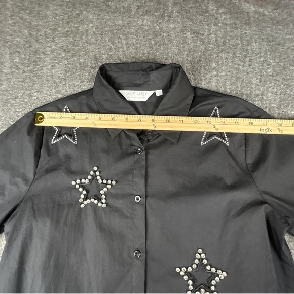 Black Star Embellished/ Embroidered Button Down Shirt Size S - Picture 8 of 12